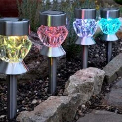 Smart Solar Crystal Glass Solar Stake Light - 4 Pack -Outdoor Garden Care 1011214 2