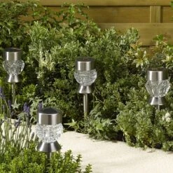 Smart Solar Crystal Glass Solar Stake Light - 4 Pack -Outdoor Garden Care 1011214 4